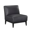 Leather Upholstered Accent Chair Black Cushion Seat Back Solid Wood Luxurious Living Room Furniture 1pc Durable Comfort Chair