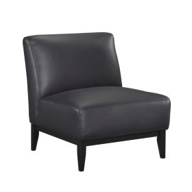 Leather Upholstered Accent Chair Black Cushion Seat Back Solid Wood Luxurious Living Room Furniture 1pc Durable Comfort Chair