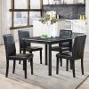 5 Piece Wooden Dining Table Set, Kitchen Table Set with a Square Table and 4 Upholstered Chairs