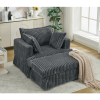 [NEW ARRIVED] 47.7'' Oversized Corduroy Chaise Longue with Ottoman, Deep Seat Reclining Chair Sofa, Comfy Thicked Upholstered Pad Chair