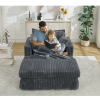 [NEW ARRIVED] 47.7'' Oversized Corduroy Chaise Longue with Ottoman, Deep Seat Reclining Chair Sofa, Comfy Thicked Upholstered Pad Chair