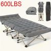 75 Inch Heavy Duty Folding Camping Cot with Flip Mattress Portable Guest Bed with Carry Bag 600 lbs Capacity for Adults and Teens Ideal for Travel Gar