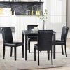 5 Piece Wooden Dining Table Set, Kitchen Table Set with a Square Table and 4 Upholstered Chairs
