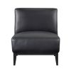 Leather Upholstered Accent Chair Black Cushion Seat Back Solid Wood Luxurious Living Room Furniture 1pc Durable Comfort Chair
