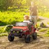 Qaba 12V Battery Powered Ride on Car, Ride on UTV w/ Bluetooth, Remote, 4 Suspension Wheels, Music Horn Lights, Red
