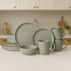 12-Piece Stoneware Dinnerware Sets with Mugs | Microwave & Dishwasher Safe | Non-Toxic Dinner Plates Bowls Set | Stackable Matte Glaze Kitchenware for