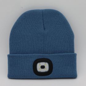 LED Knit Hat Button Cell Type Knitted Hat With Light Glowing (Color: Light blue, style: B)