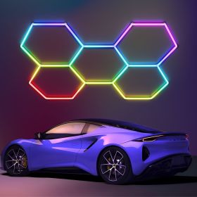 Hexagon led Lights - Garage Hexagon Light with Multi Color Modes, Dimmable and Speed Adjustable RGB Hexagon Wall Lights, DIY Design for Gaming Room (size: 5hex)
